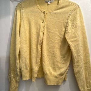 Lightweight cotton sweater with lace trim. Sorry it's wrinkled.